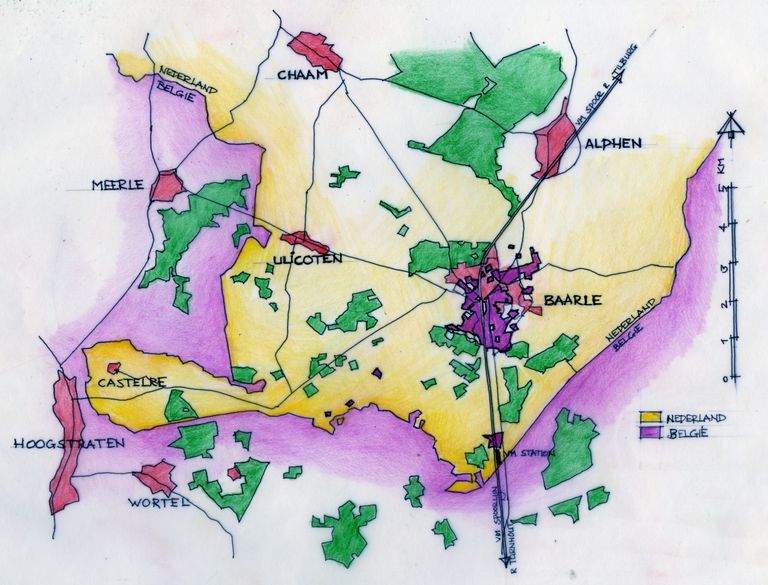 Map of the area around Baarle-Nassau and Baarle-Hertog